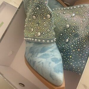 Embellished Blue Women's Boots